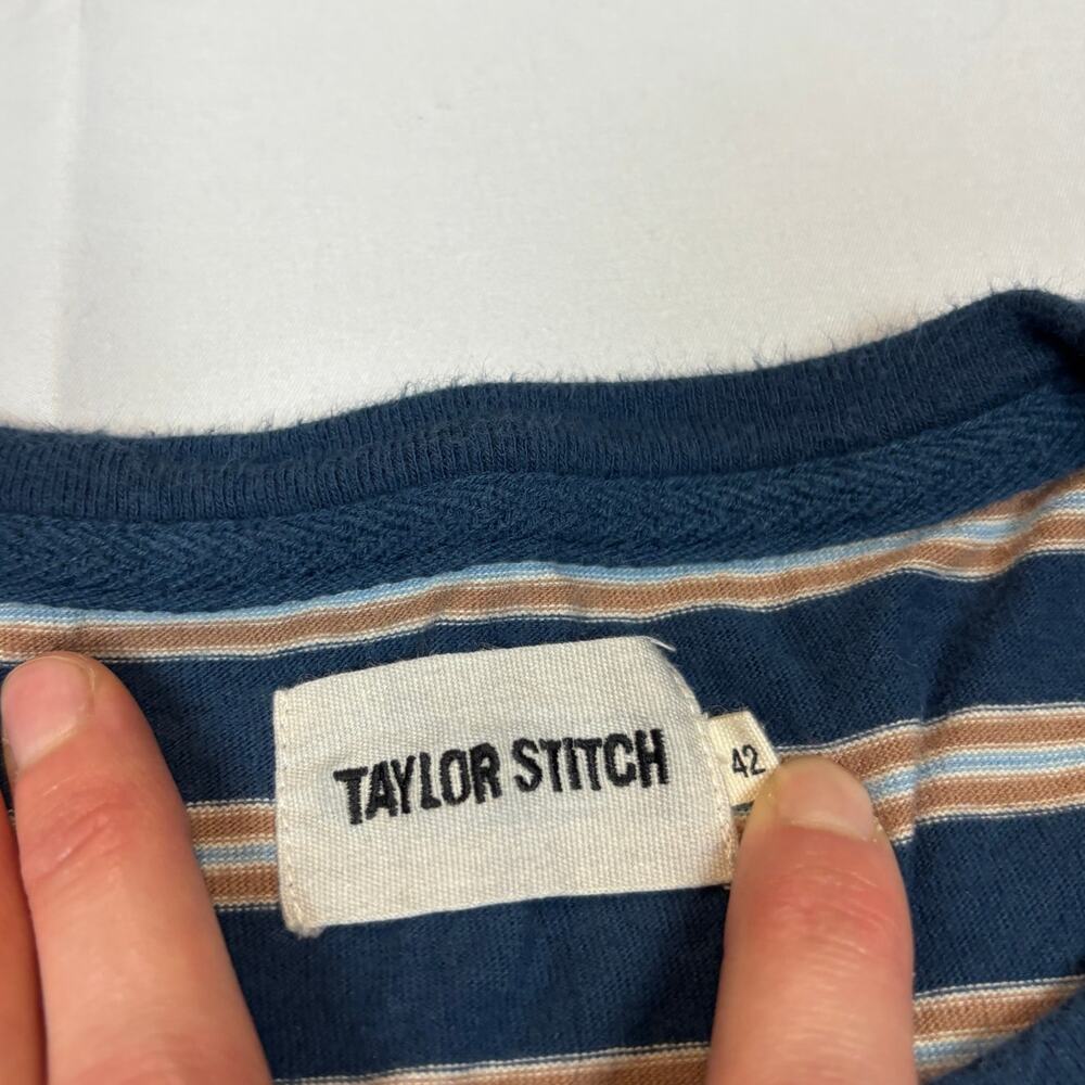 Taylor Stitch Striped Short Sleeve Crew T Shirt Men's 42/L - Picture 6 of 8